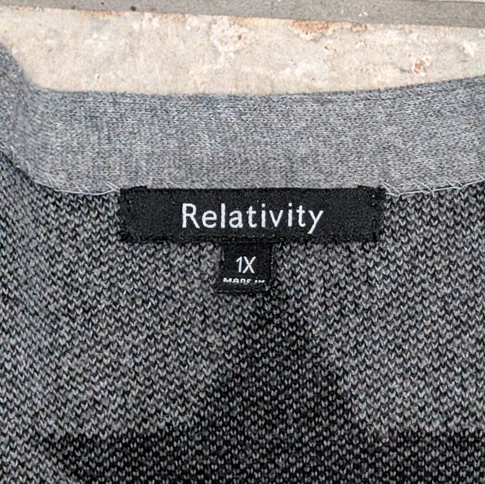 Relativity Gray Star Pattern Open Front Cardigan … - image 2
